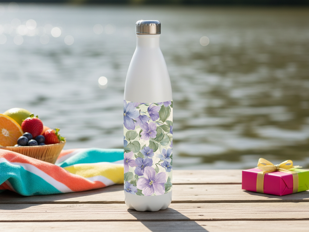 Periwinkle Garden Custom Name Refreshment Bottle