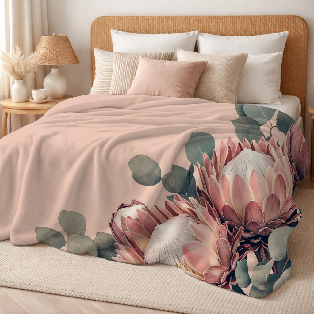 Personalized Dahlia Cottage Retreat Sherpa Blanket with Custom Name