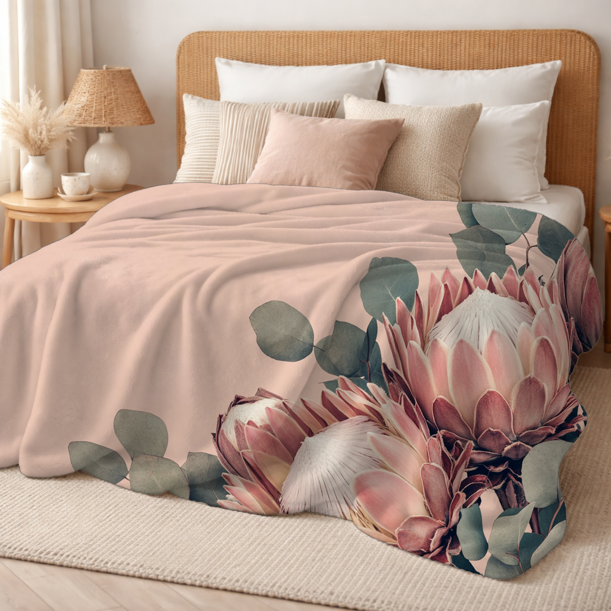 Personalized Dahlia Cottage Retreat Sherpa Blanket with Custom Name