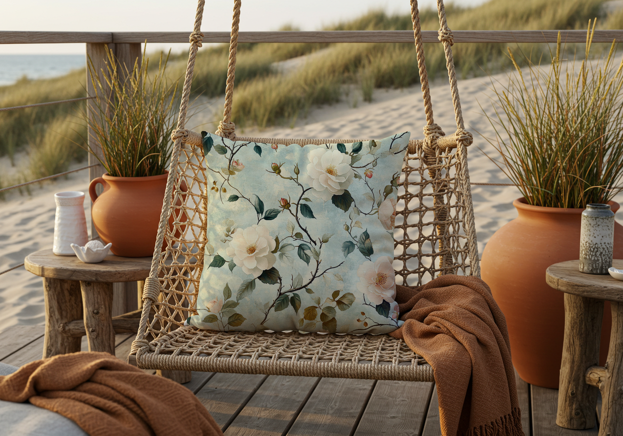 Personalized Wild Rose Cottage Pillow with Custom Name