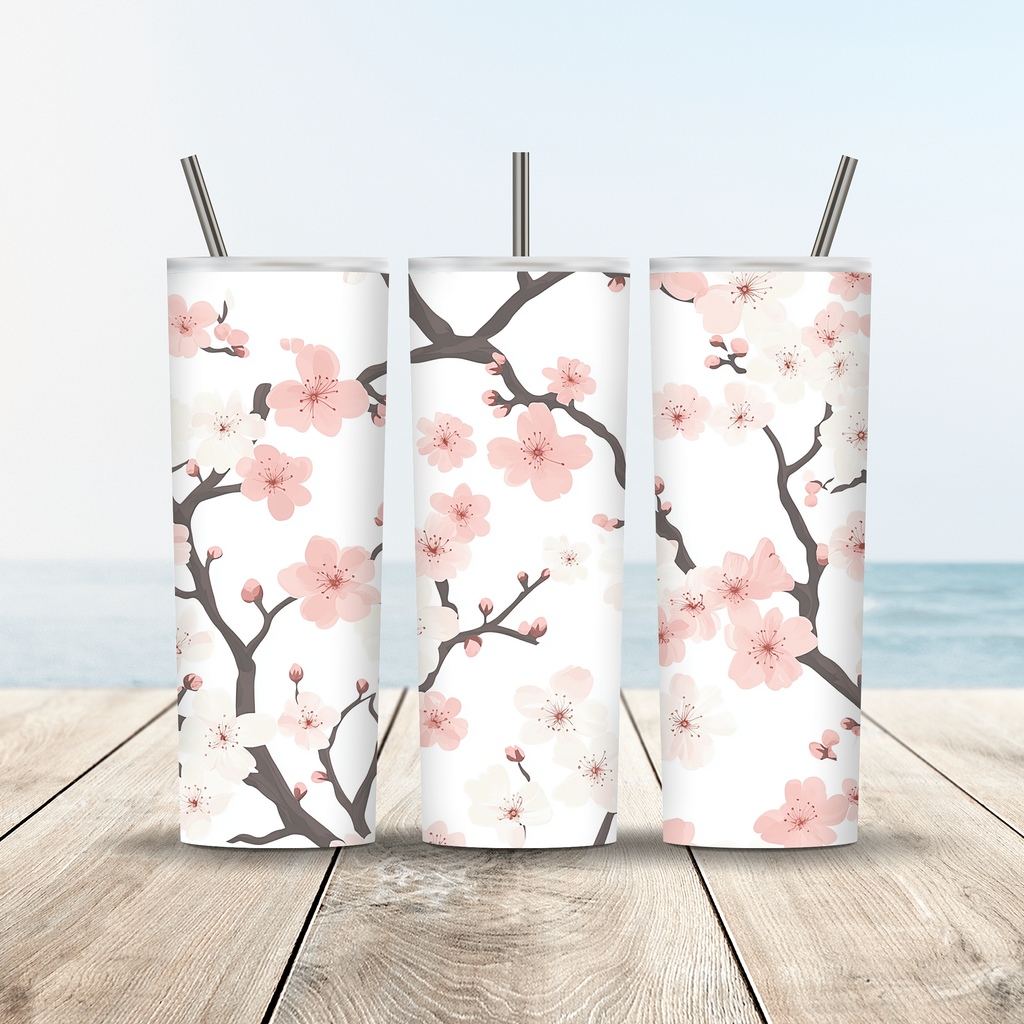Personalized Floral Travel Mug with Handle | Custom Name Stainless Steel Coffee Mug Gift