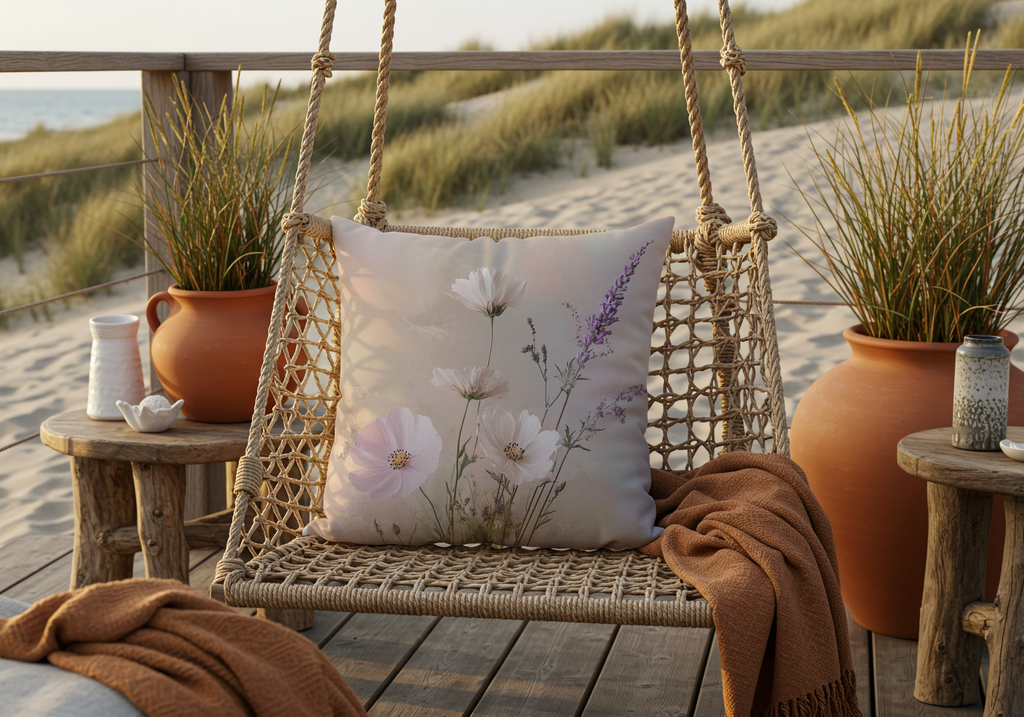 Personalized Cosmos Meadow Pillow with Custom Name