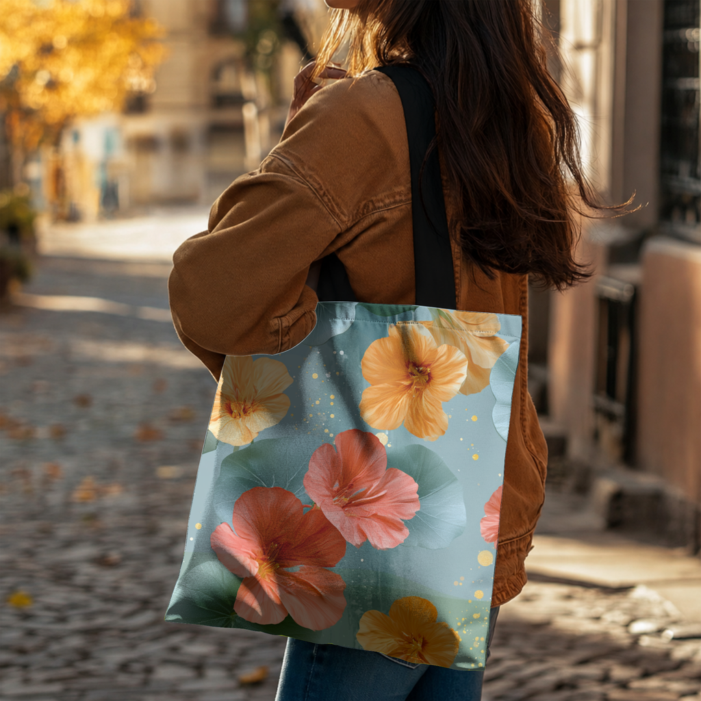 Personalized Botanical Gift Tote Bag with Custom Name for Shopping & Travel