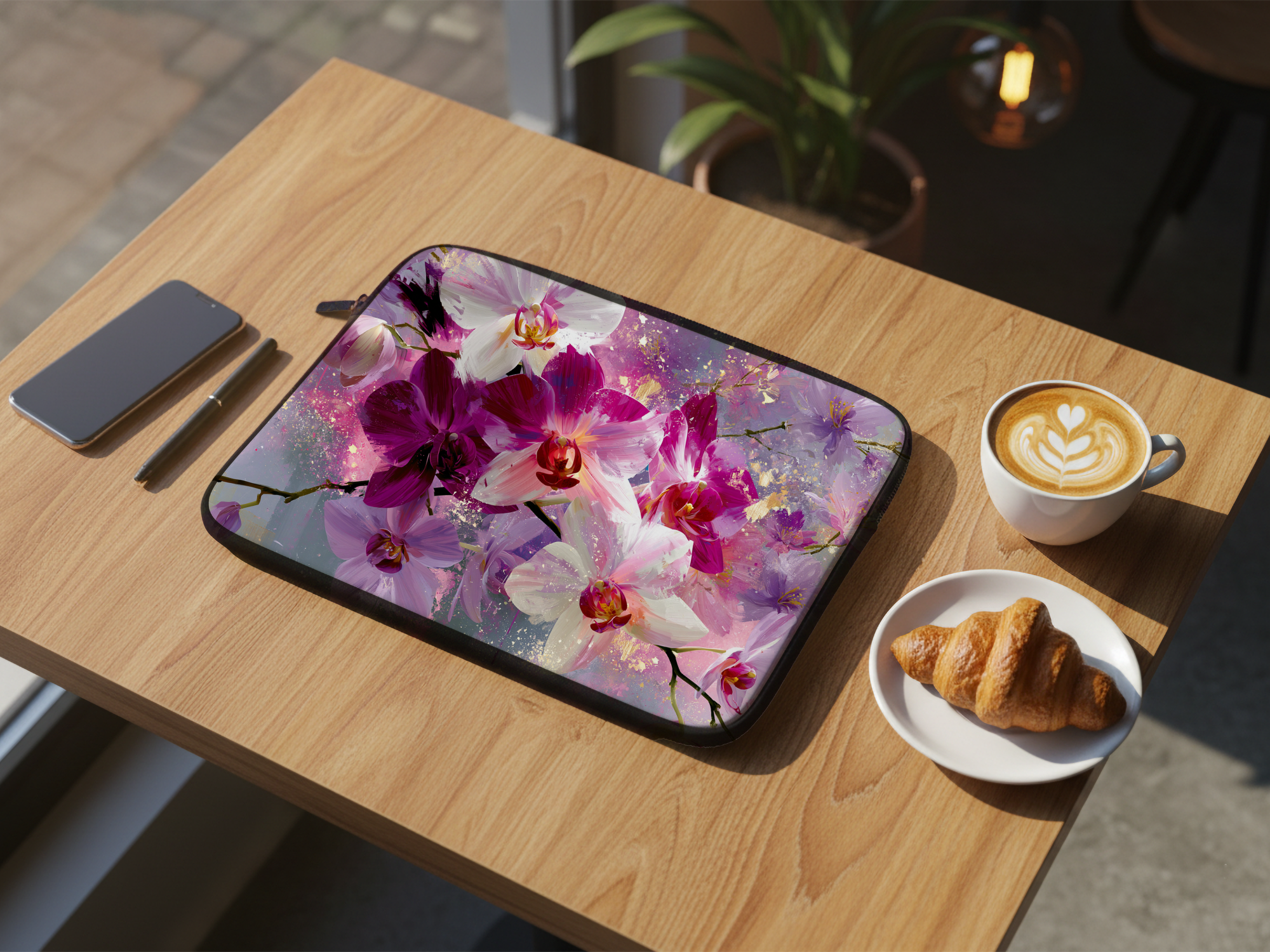Phalaenopsis Orchid Laptop Organizer with Custom Name