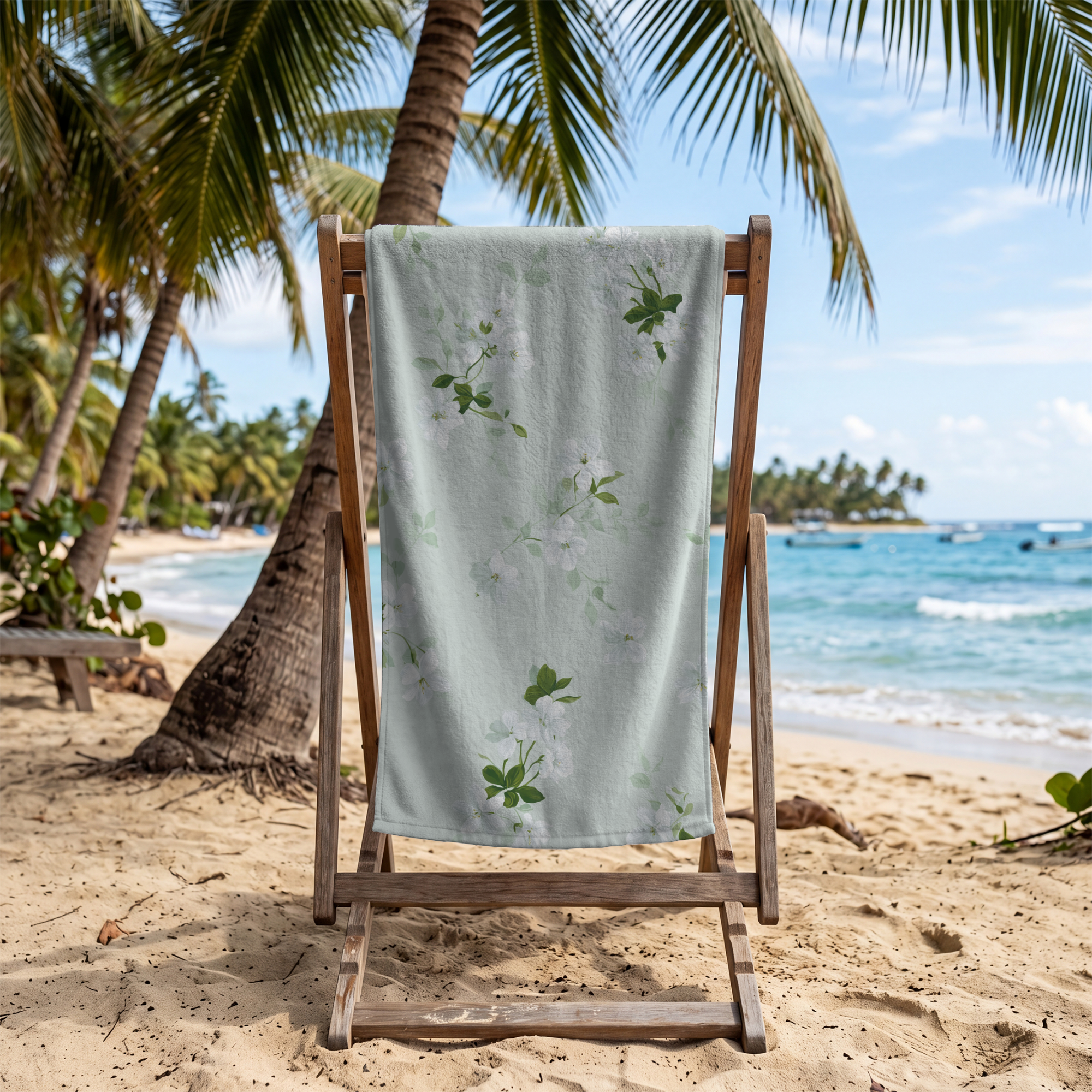 Custom Botanical Bath Towel with Personalized Name