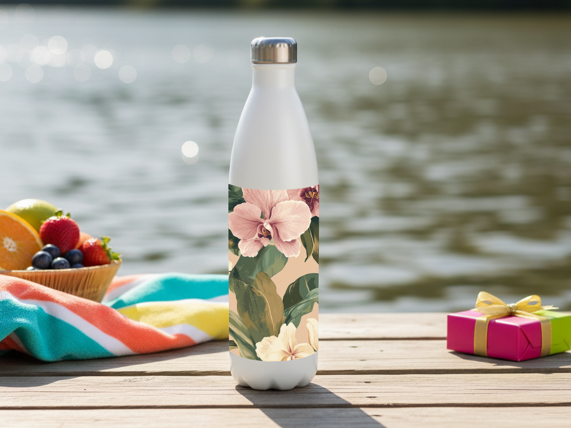 Personalized Floral Stainless Steel Water Bottle for Botanical Trail Refreshment