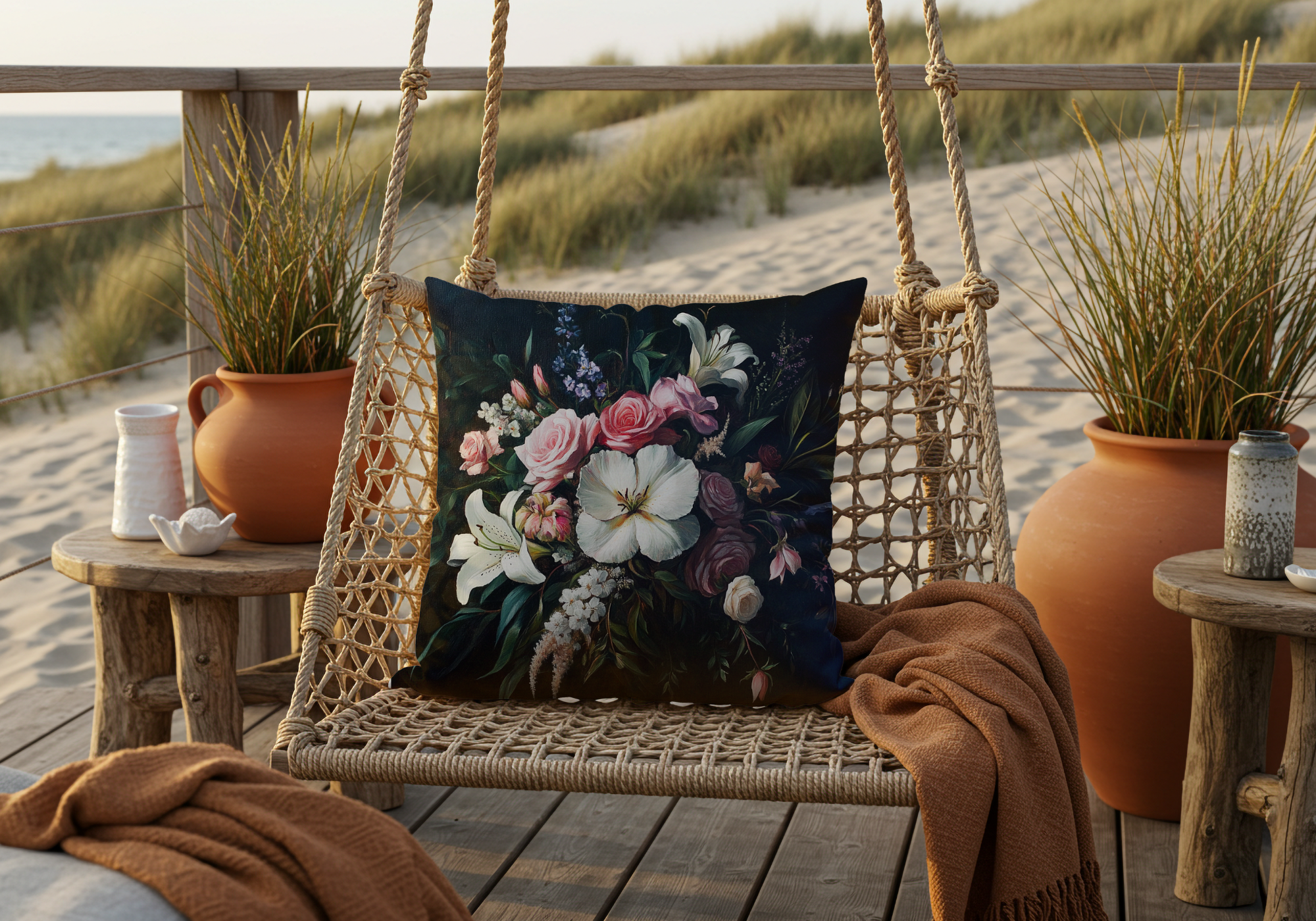 Personalized Vintage Bouquet Gallery Pillow with Custom Name