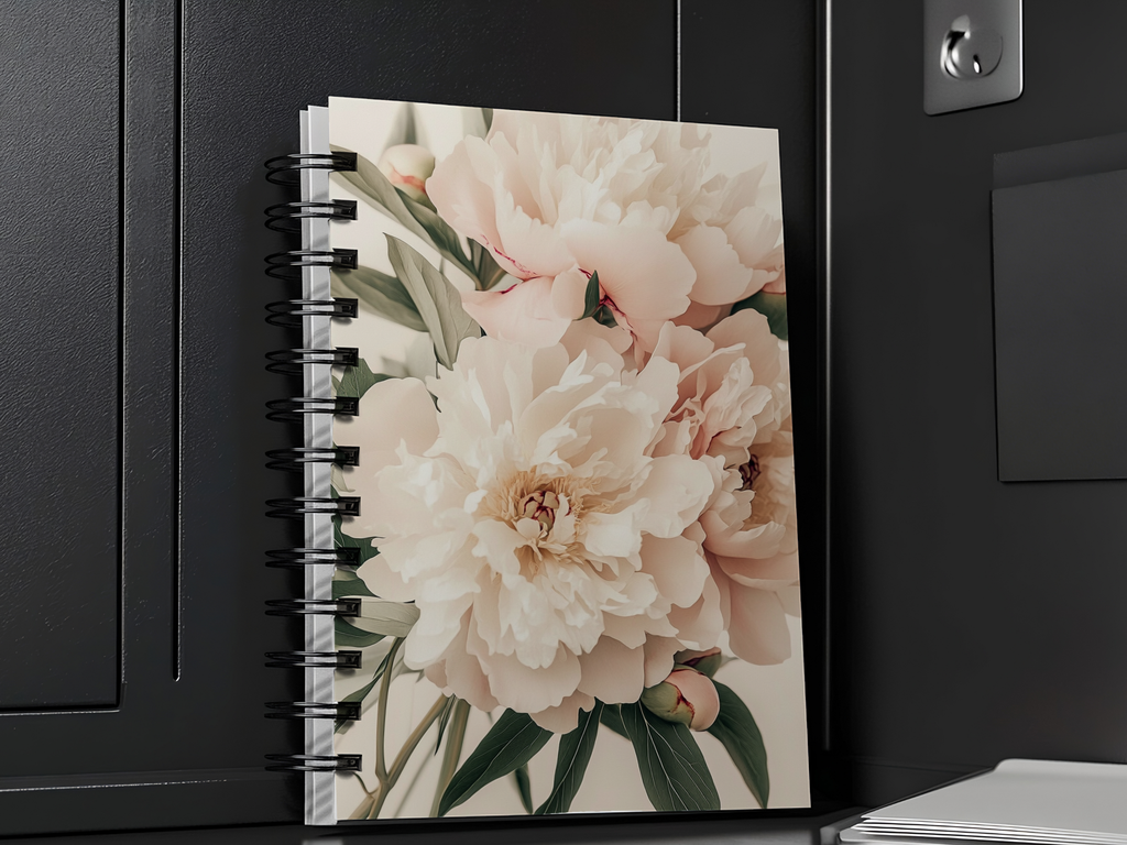 Peonies Spiral Notebook Personalized for Grand Bloom Inspirations