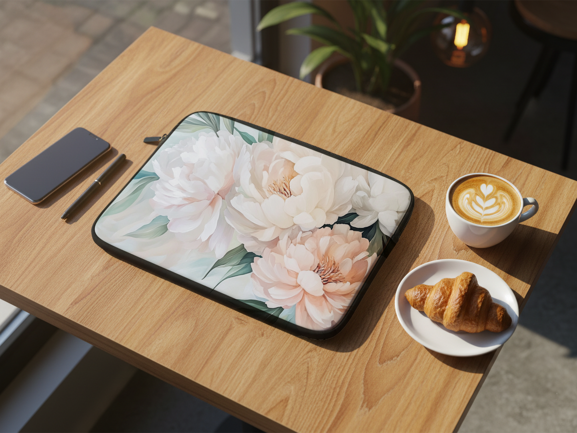 Peony Garden Laptop Sleeve Personalized with Name