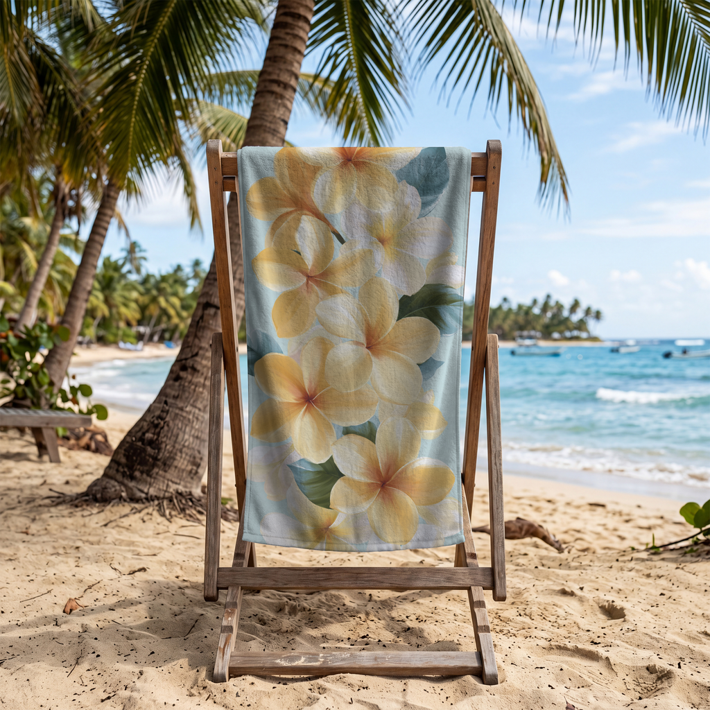 Personalized Floral Beach & Bath Towel with Name