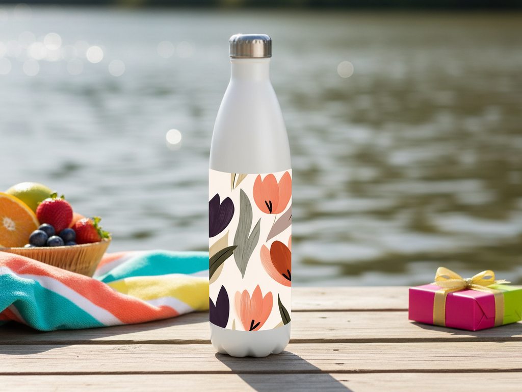 Tulip Stainless Steel Water Bottle Personalized for Spring Garden Rambles