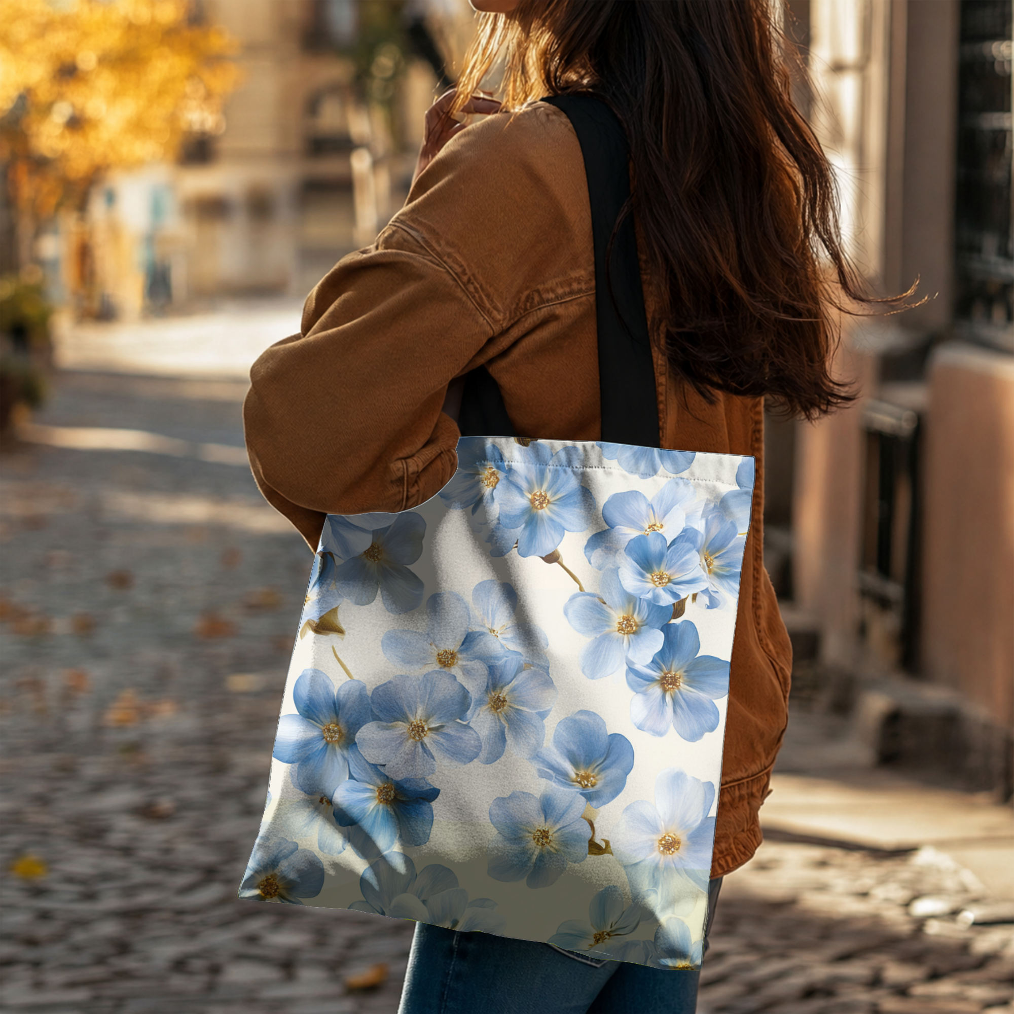 Custom Hibiscus Tote Bag with Personalized Name for Shopping, Travel & Work