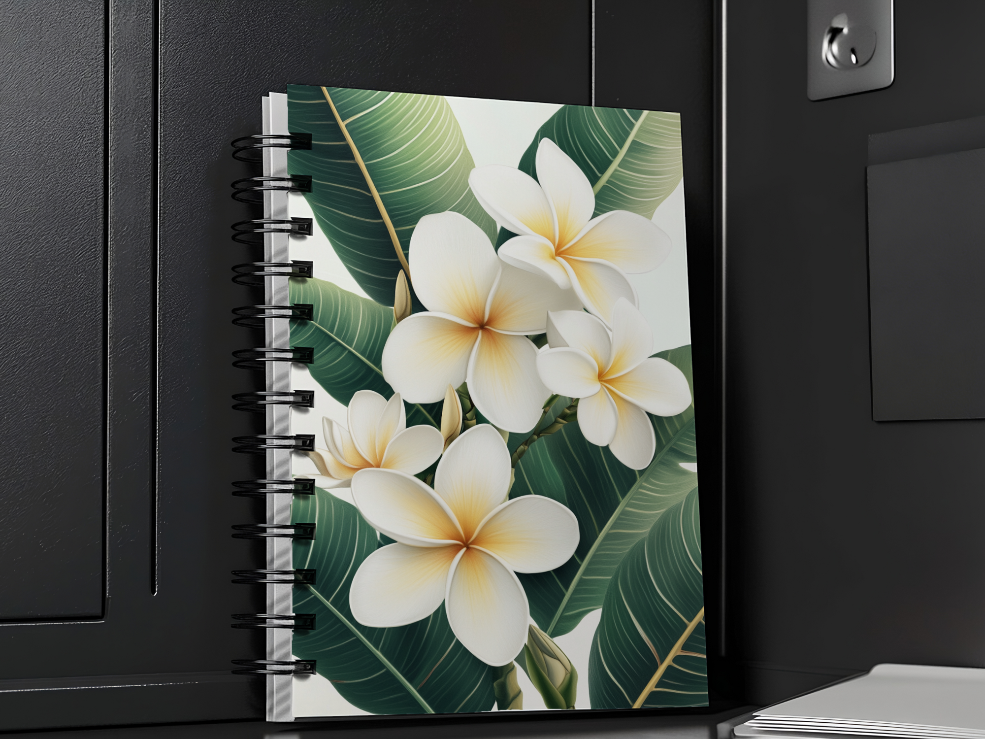 Plumeria Spiral Notebook Personalized for Coastal Bloom Reflections