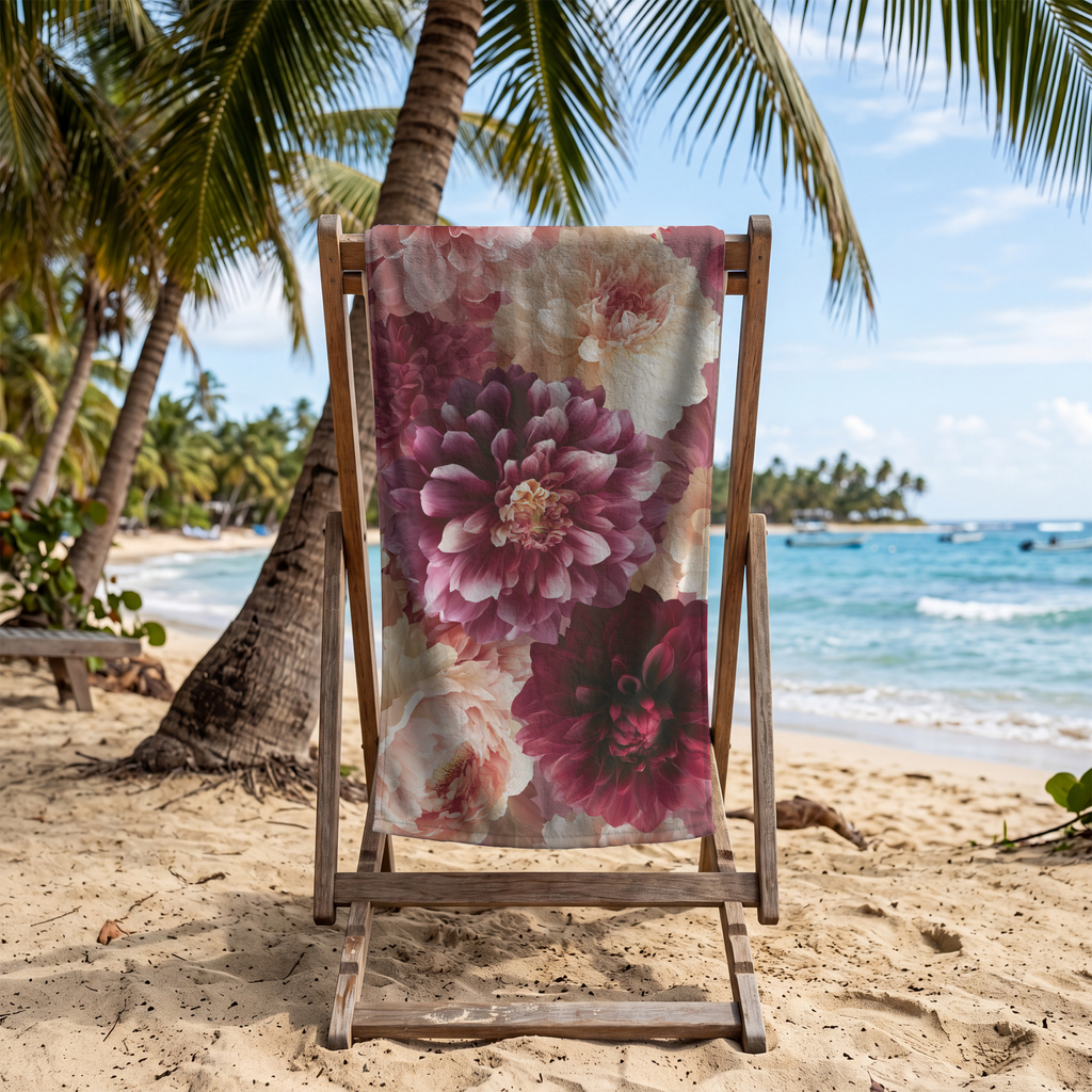 Botanical Beach Towel with Personalized Name