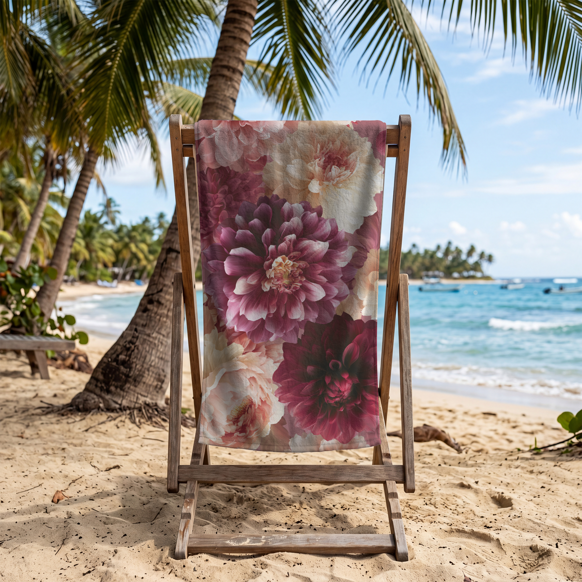 Botanical Beach Towel with Personalized Name