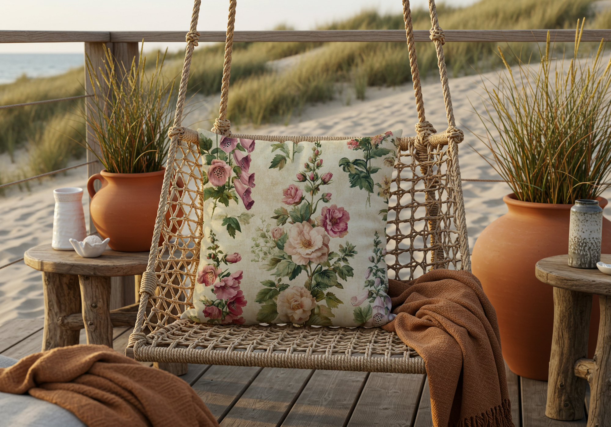 Personalized Cottage Garden Heirloom Pillow with Custom Name