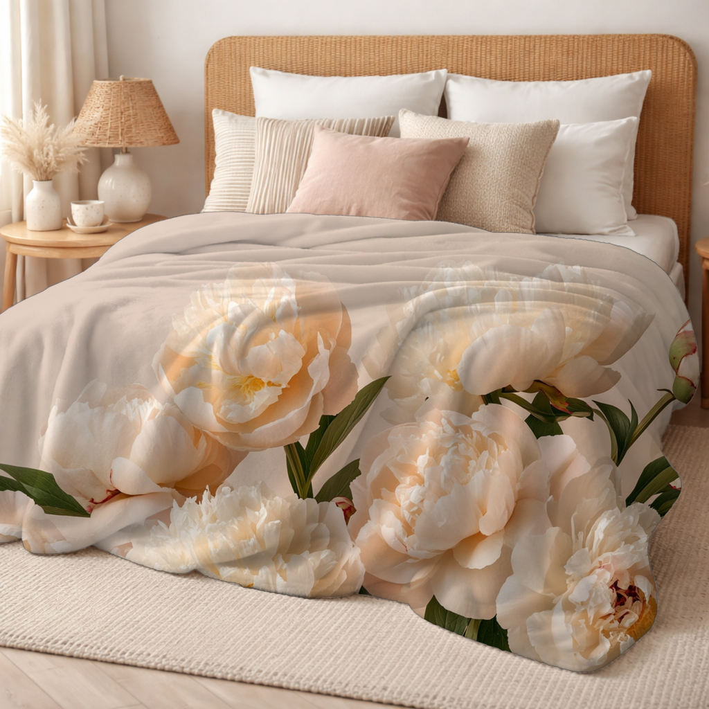 Personalized Woodland Blossom Sherpa Blanket with Custom Name