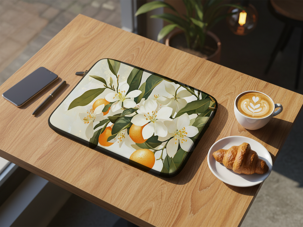 Orange Blossom Computer Sleeve Personalized for Garden Enthusiasts