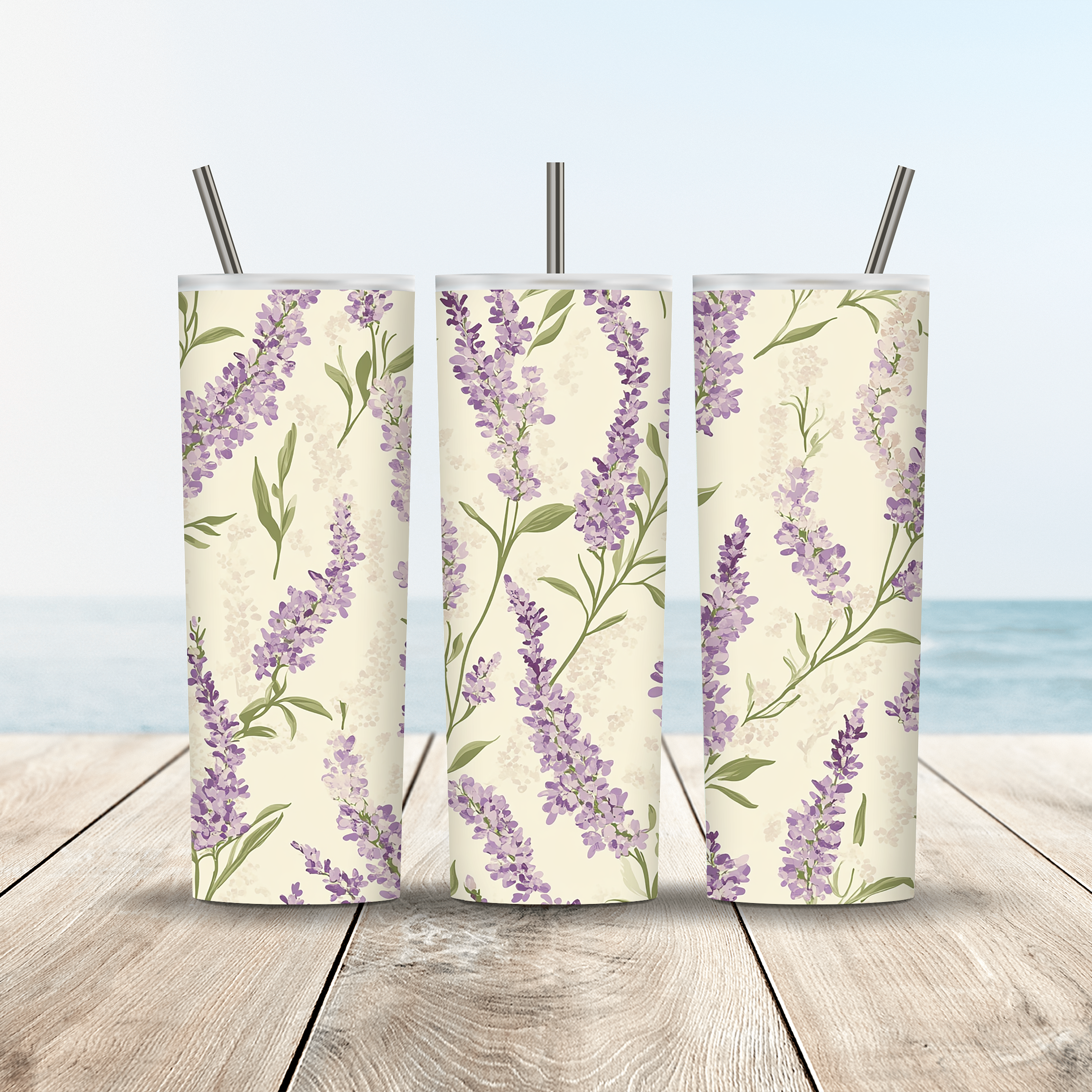 Personalized Botanical Breeze Stainless Steel Tumbler with Custom Name