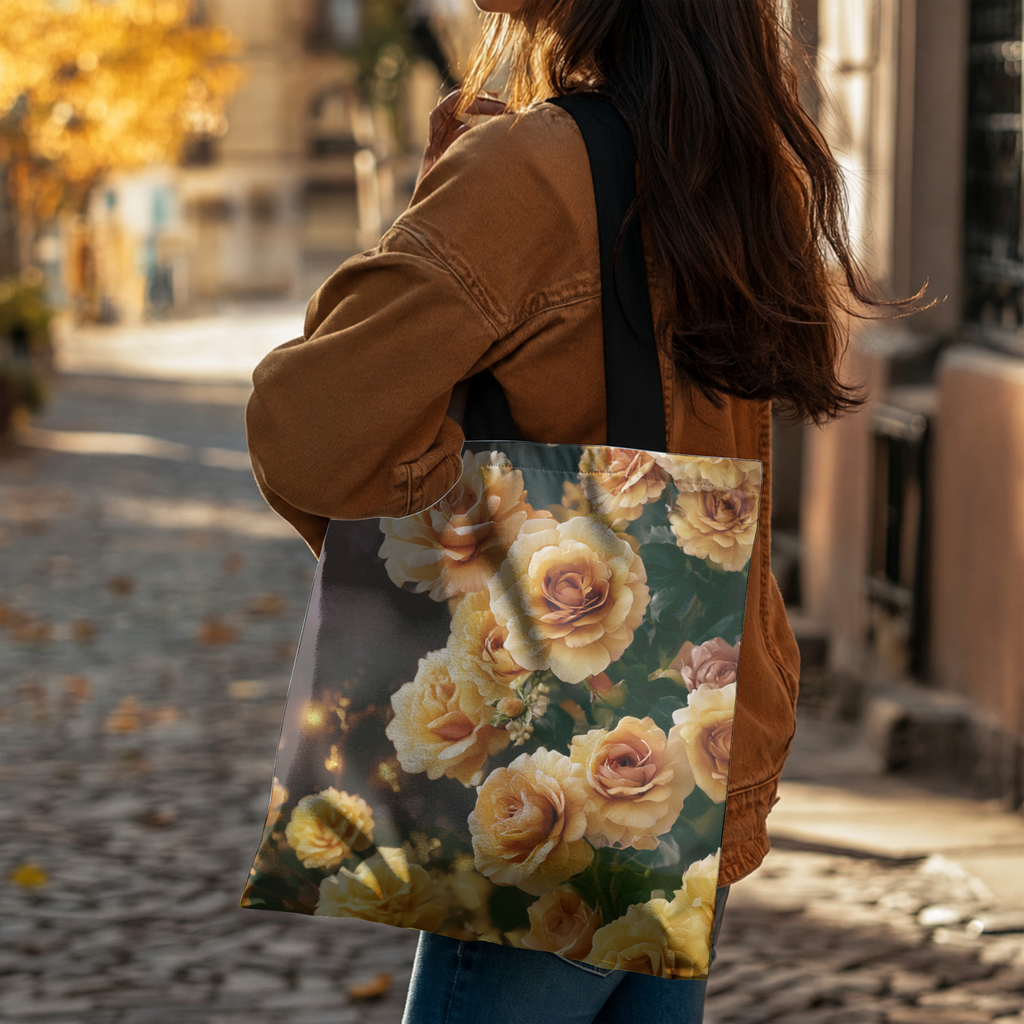 Custom Floral Gift Tote Bag with Personalized Name for Shopping & Everyday Use