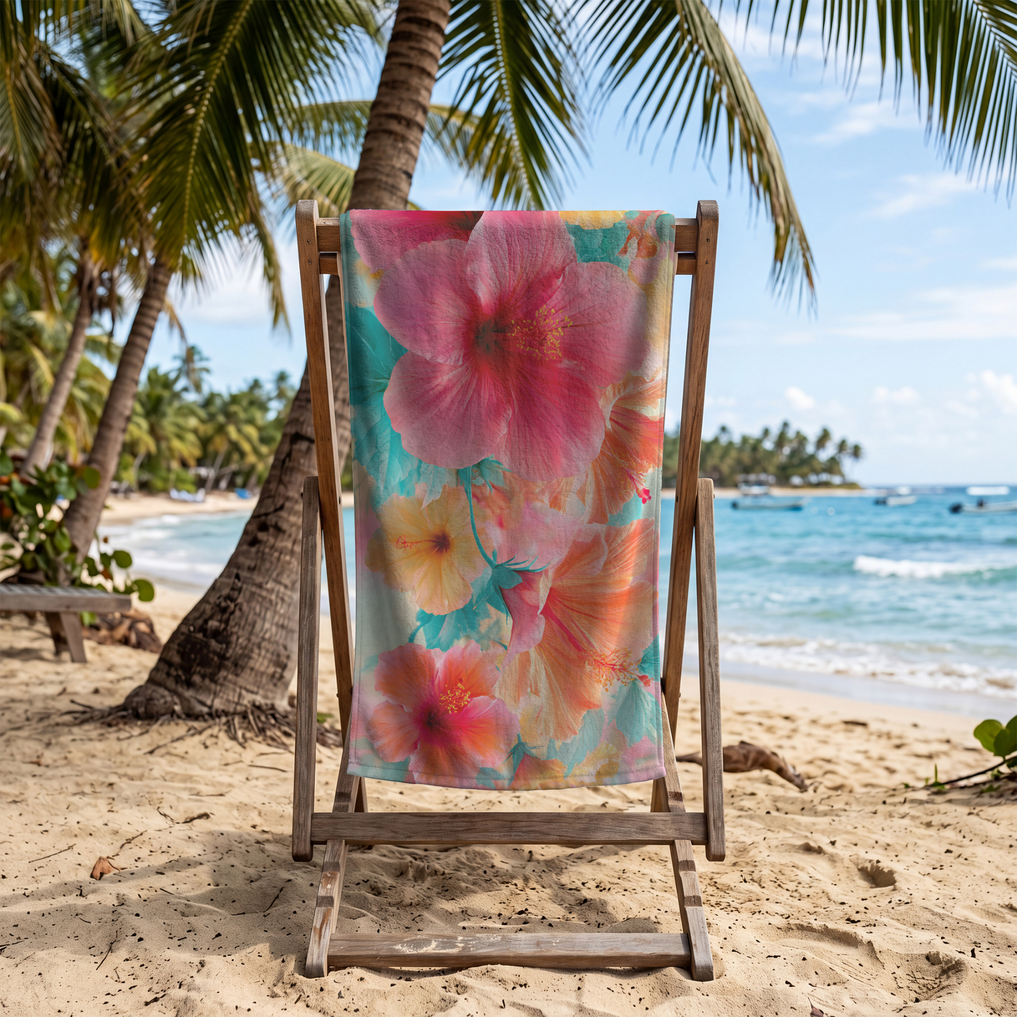 Custom Botanical Beach Towel with Personalized Name