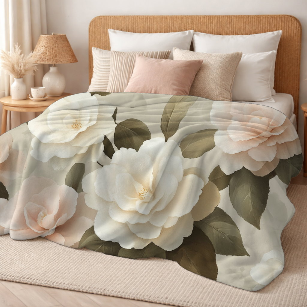 Personalized Velvet Bloom Sherpa Blanket with Custom Name
