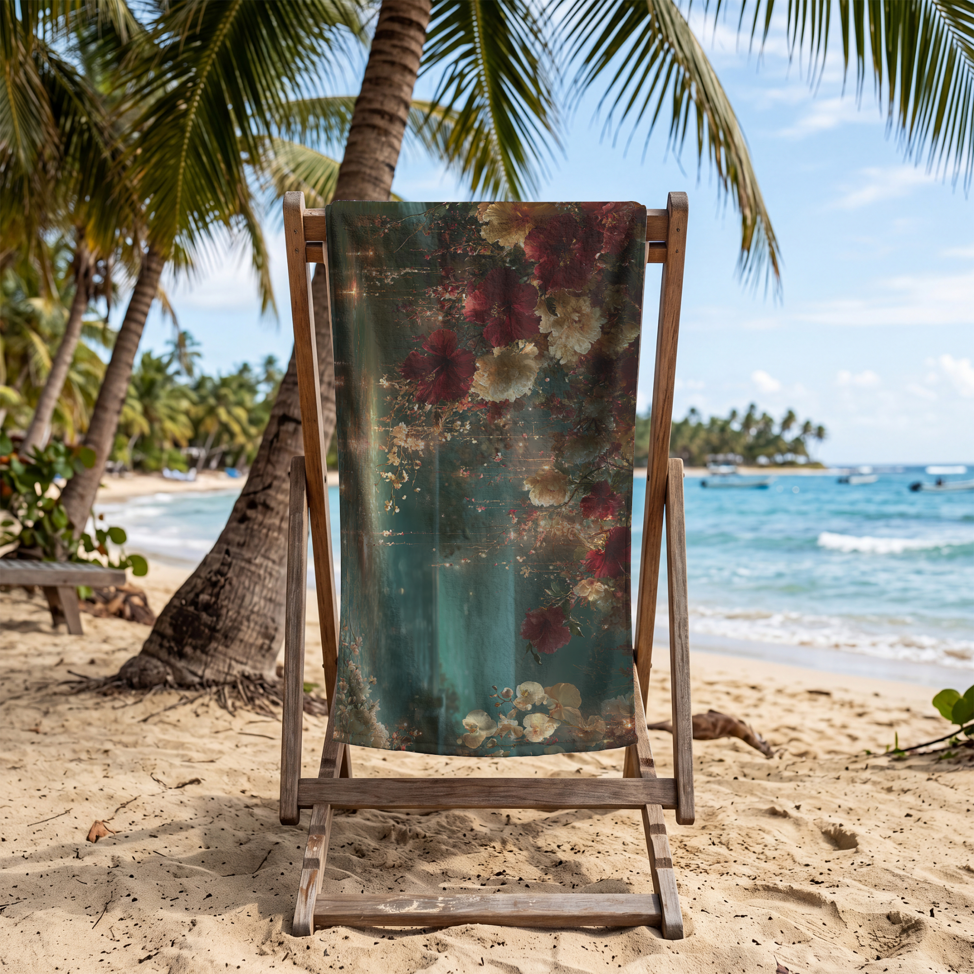 Personalized Botanical Beach Towel with Custom Name