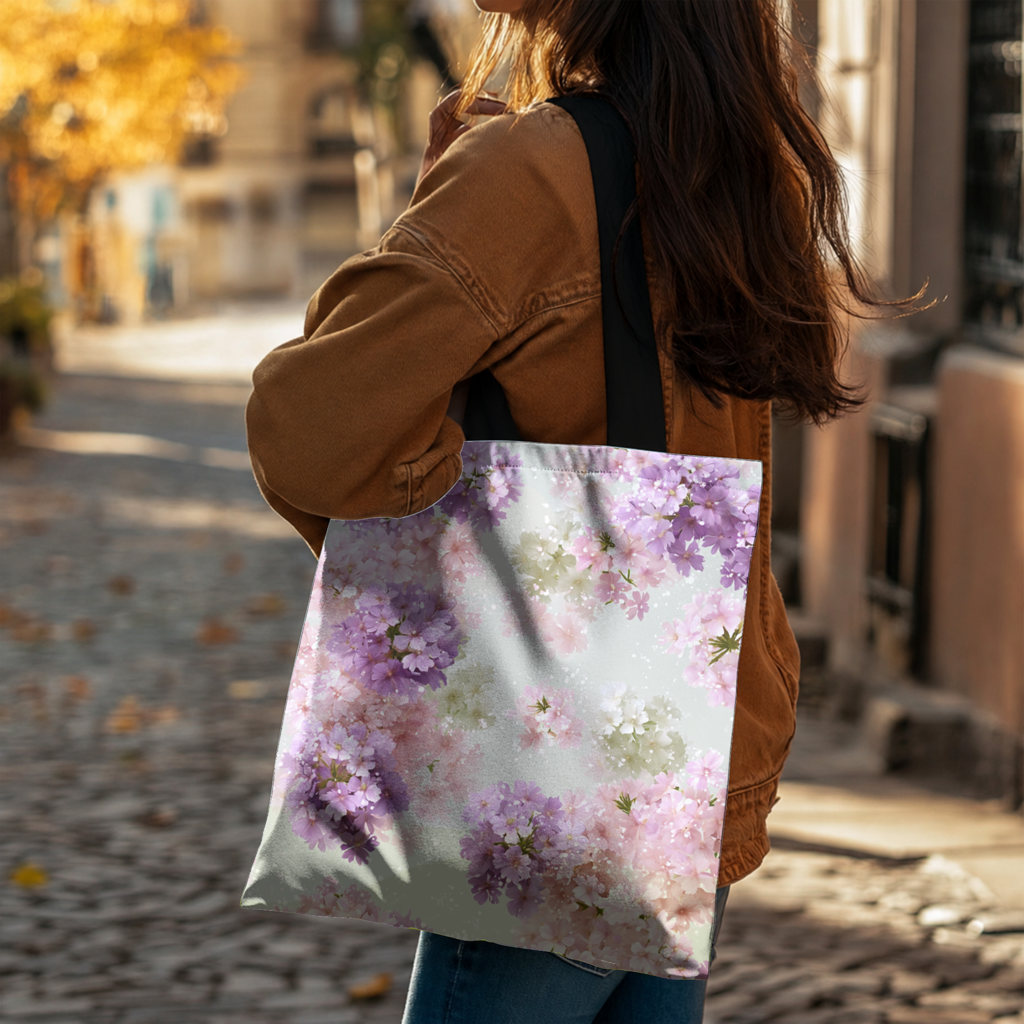 Personalized Botanical Market Tote Bag with Custom Name for Daily Essentials