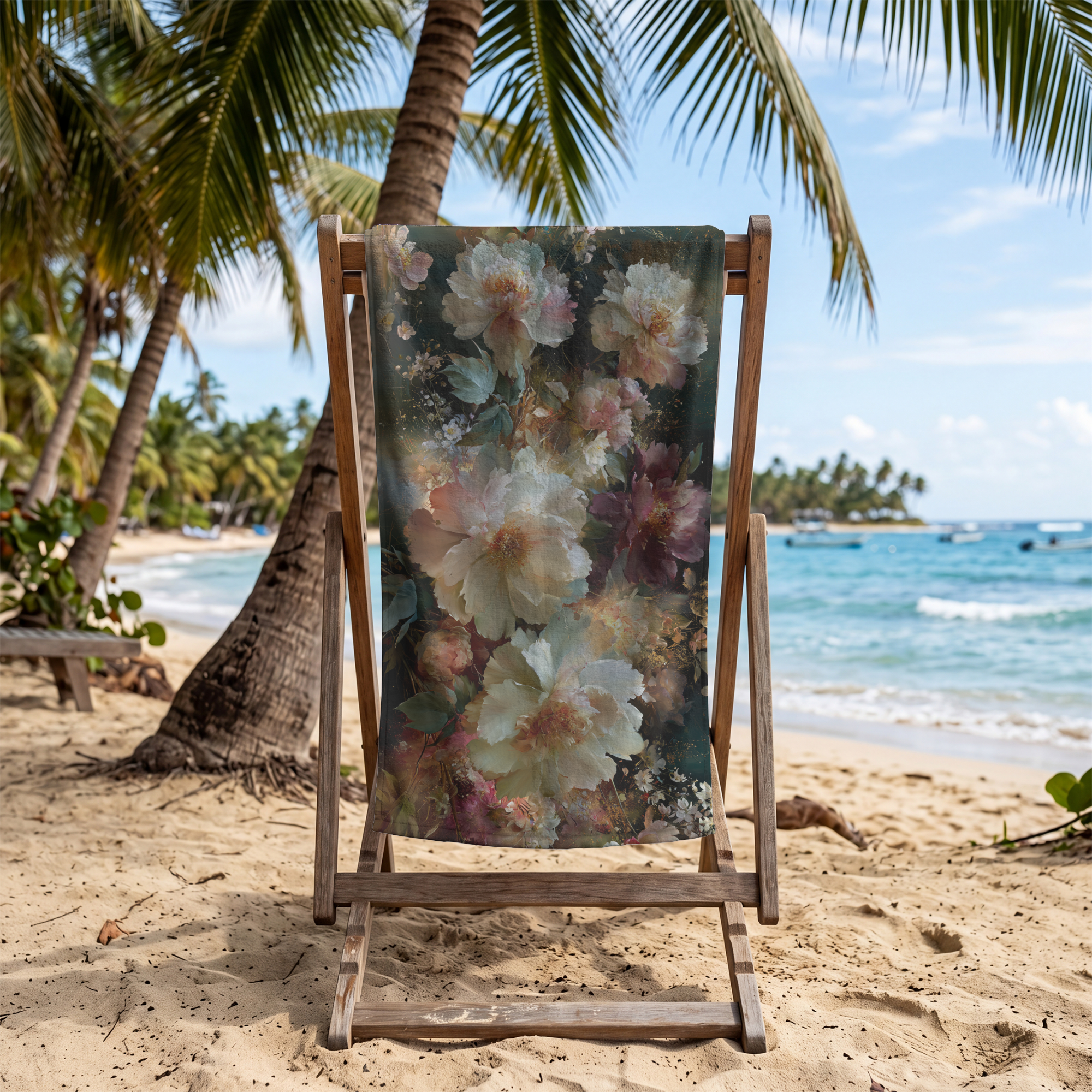 Custom Botanical Floral Towel with Personalized Name