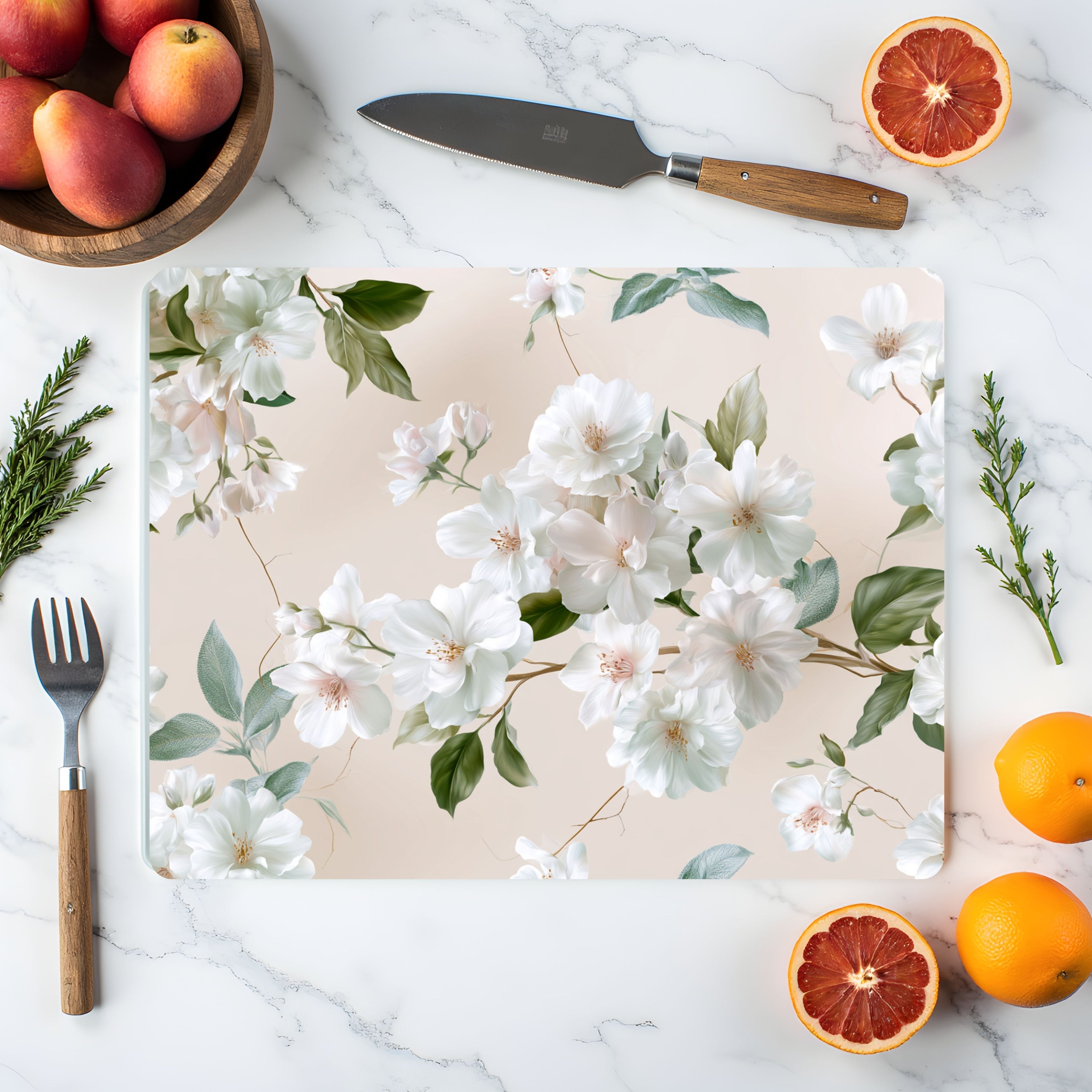 Spring Blossom Glass Cutting Board Personalized for Bright Kitchen Elegance