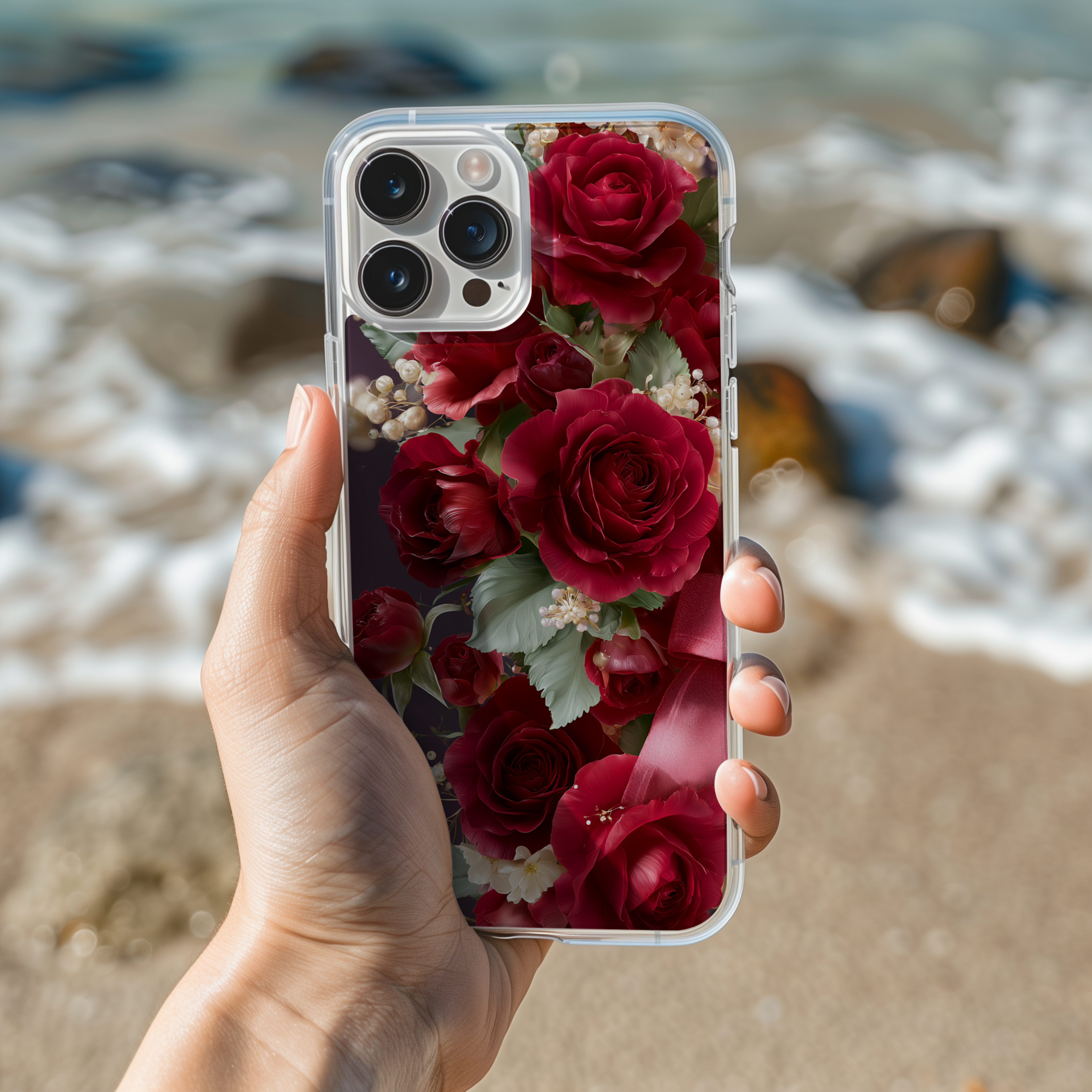 Personalized Botanical iPhone Case with Custom Name & Elegant Floral Phone Cover