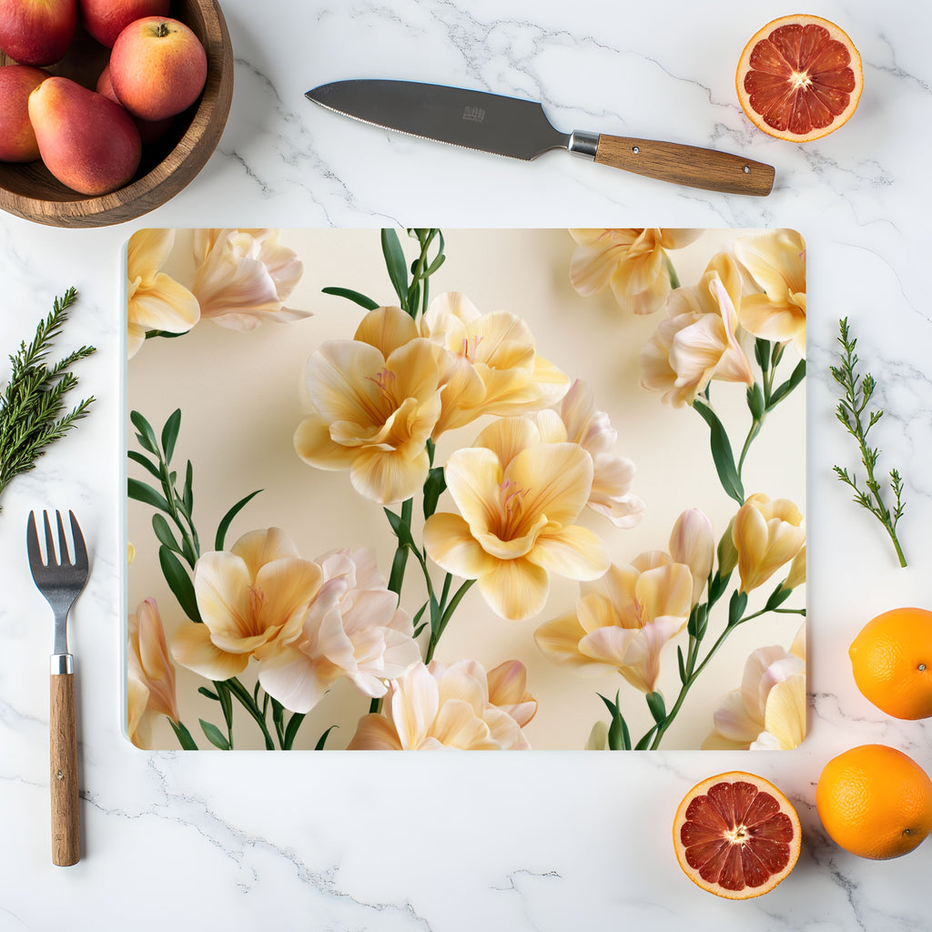 Freesia Garden Keepsake Glass Board Customized for Charming Floral Home Styling