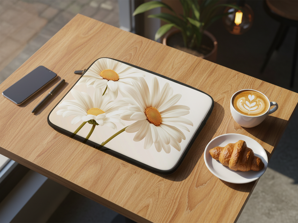 Oxeye Daisy Laptop Organizer Personalized with Name Floral Device Sleeve