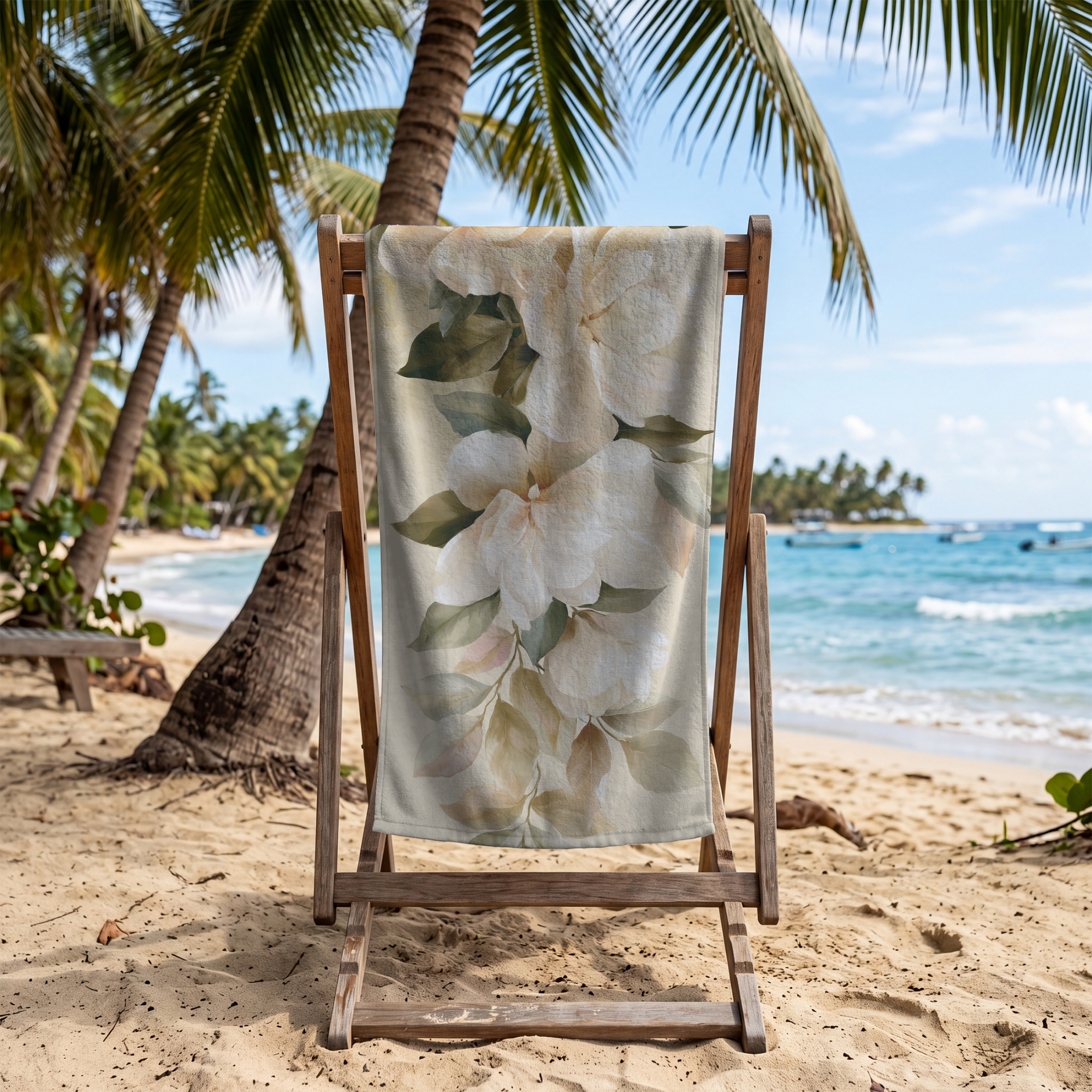 Custom Floral Bath Towel with Personalized Name