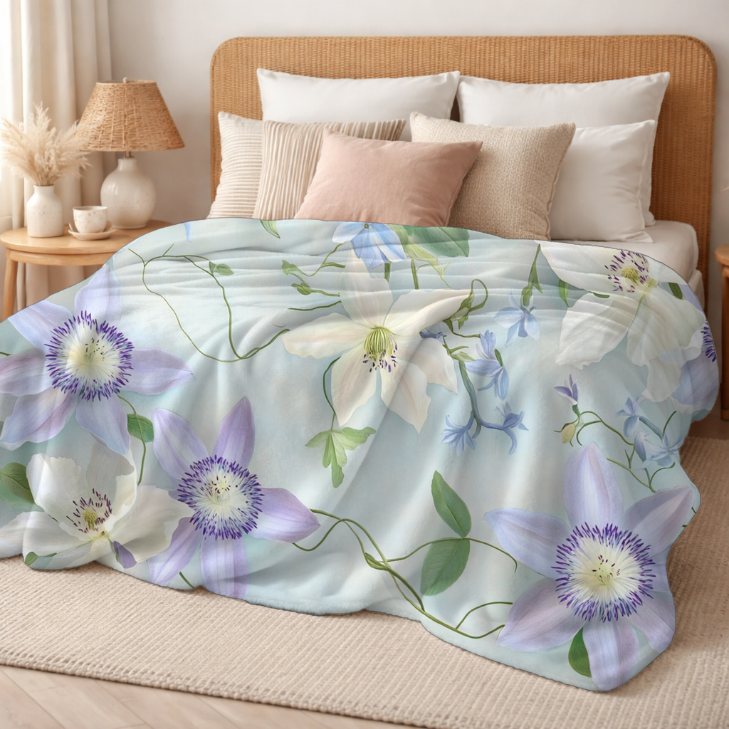 Personalized Floral Hideaway Sherpa Blanket with Custom Name