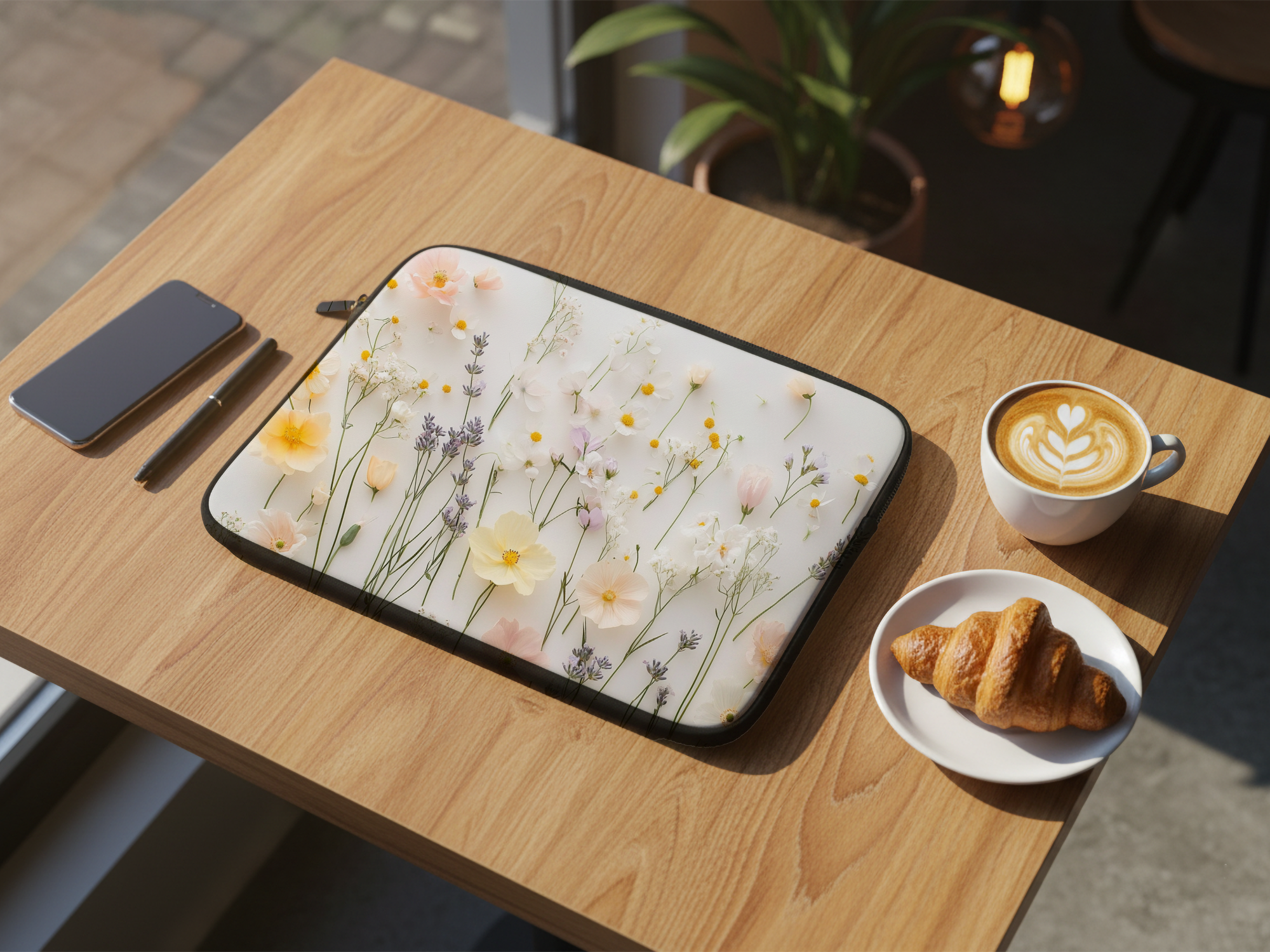 Meadow Bouquet Laptop Sleeve with Custom Name