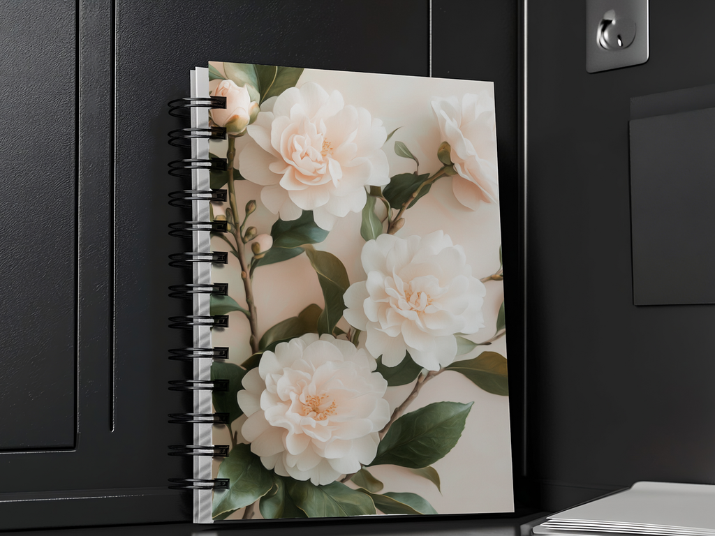 Camellias Spiral Notebook Personalized for Evergreen Bloom Chronicles