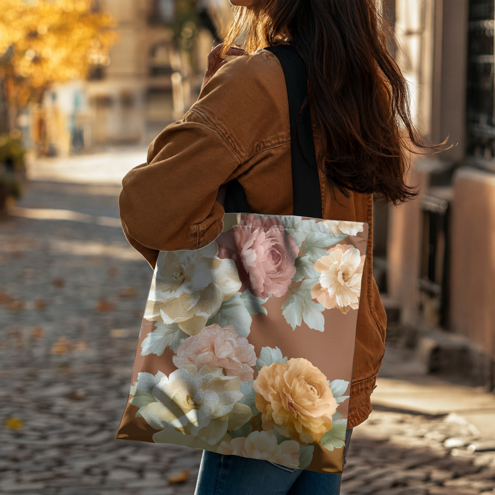 Custom Botanical Shopper Tote Bag with Personalized Name for Everyday Adventures