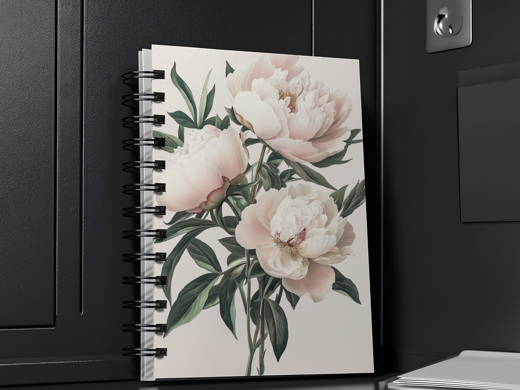 Peony Spiral Notebook Personalized for Blooming Ideas Collection