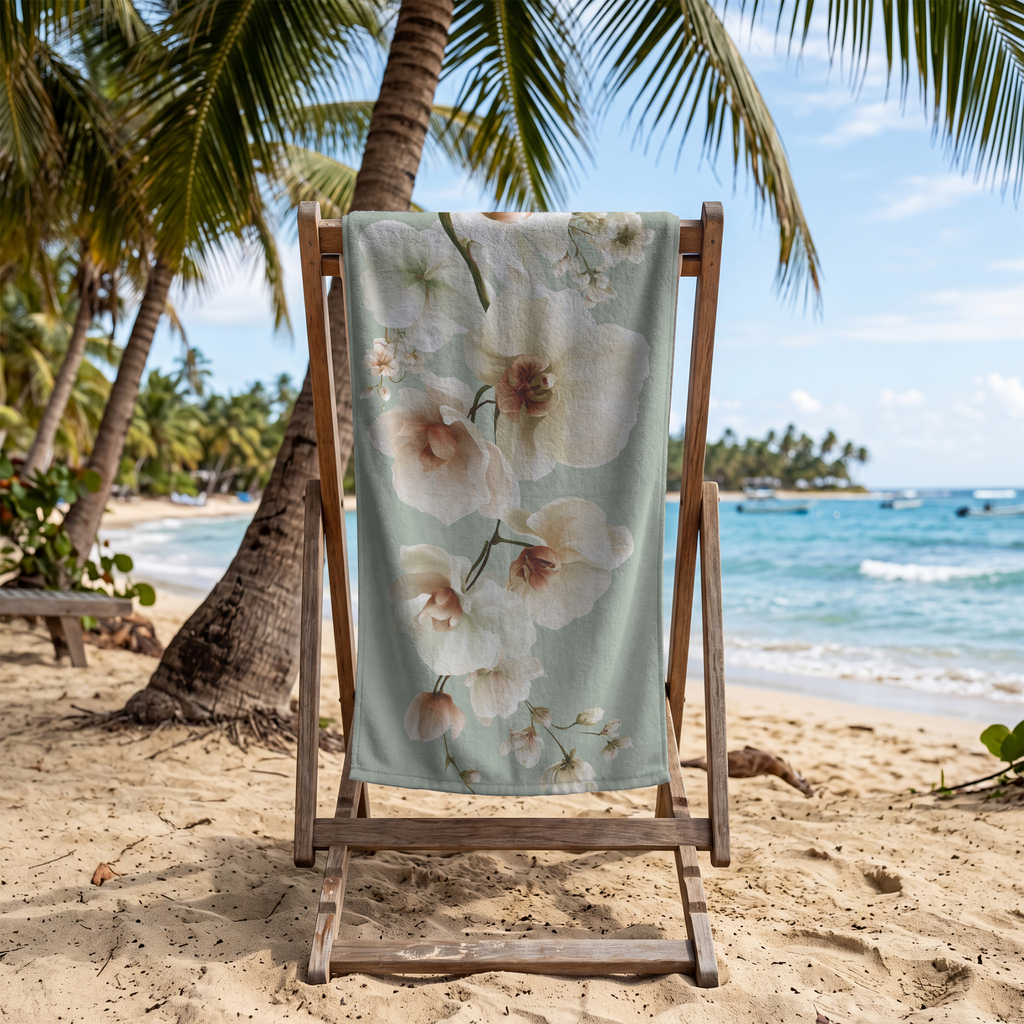 Custom Name Floral Bath Towel with Botanical Design