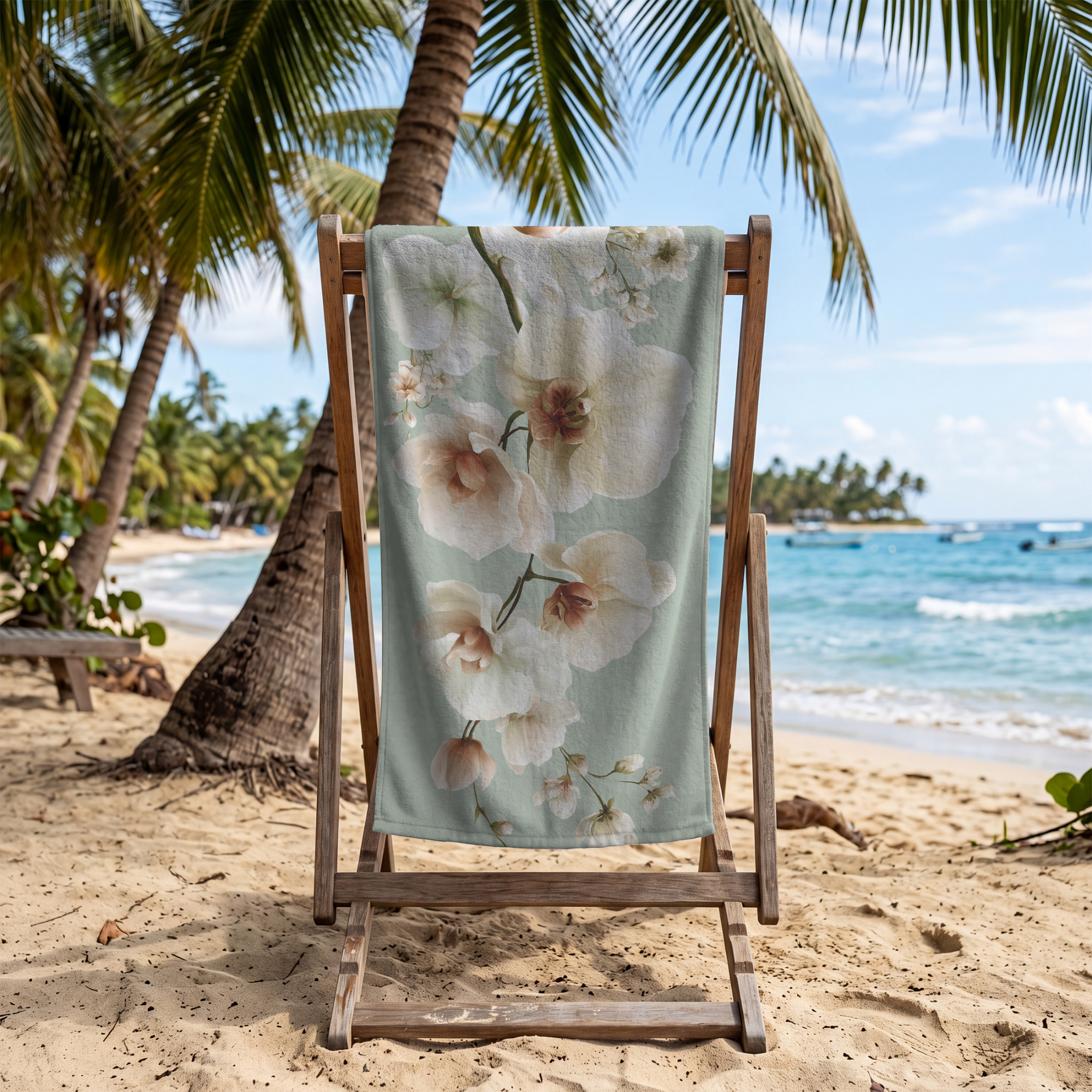 Custom Name Floral Bath Towel with Botanical Design