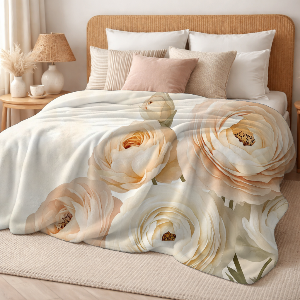 Personalized Morning Bloom Sherpa Blanket with Custom Name