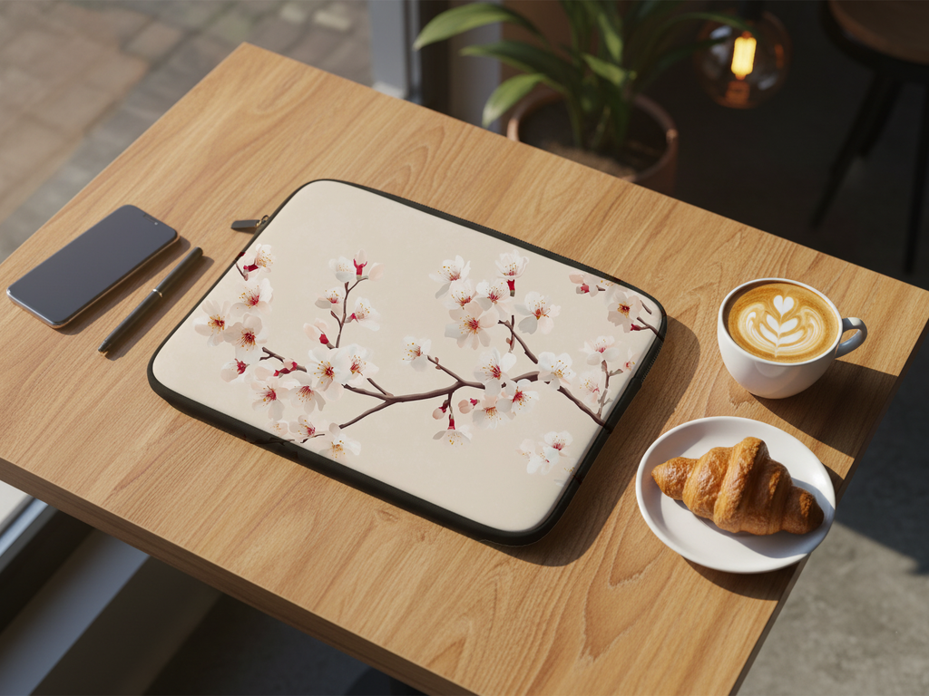 Personalized Blossom Laptop Case with Custom Name Botanical Tech Accessory