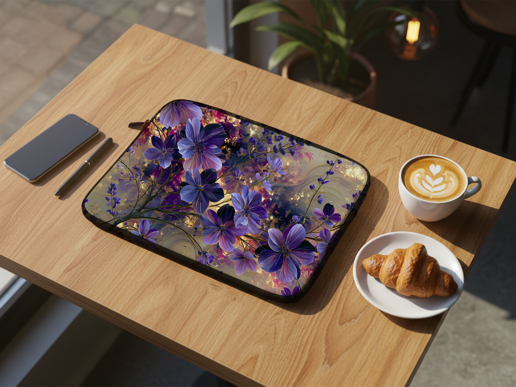 Custom Garden Inspired Laptop Sleeve with Personalized Name Nature Tech Case