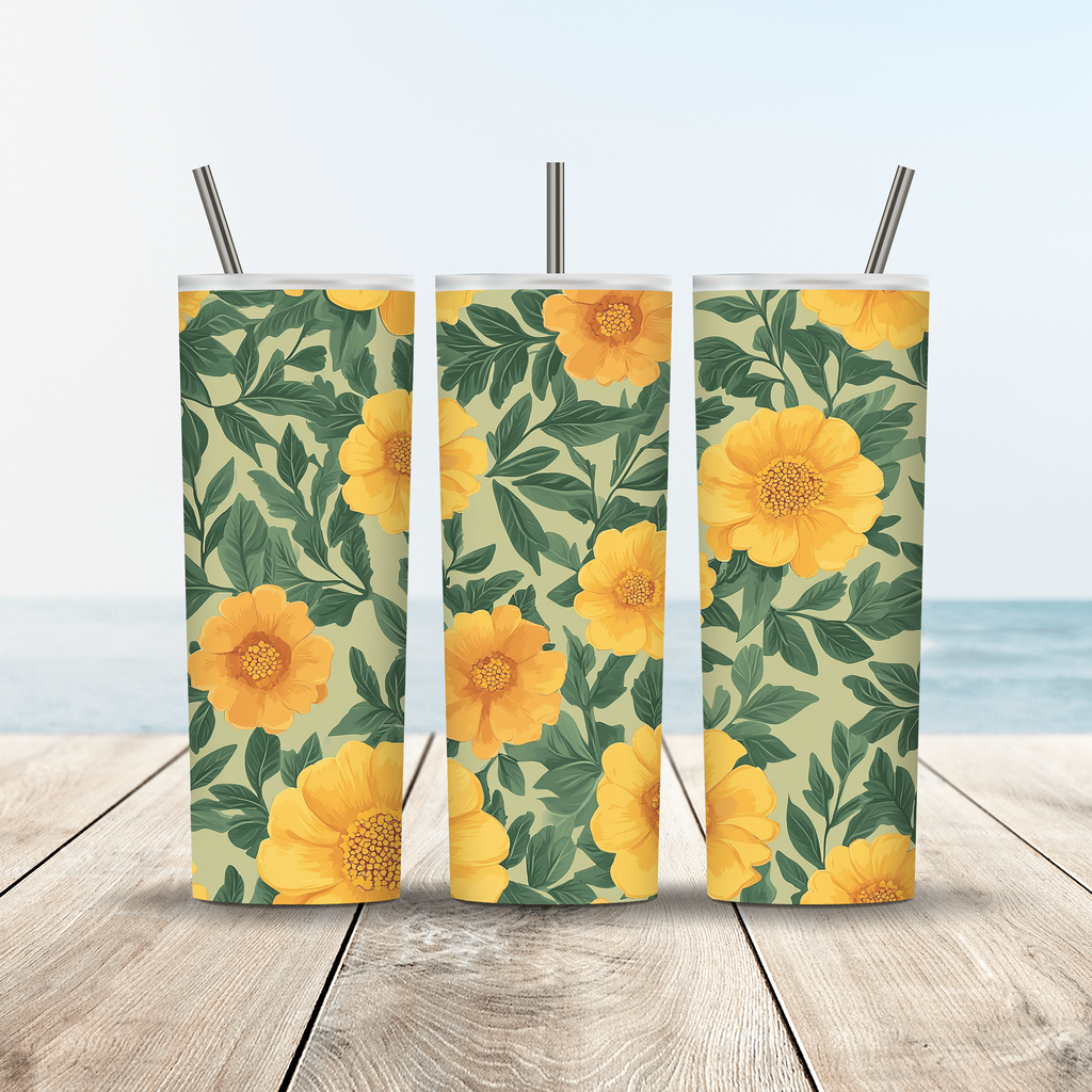 Personalized Cottage Bloom Stainless Steel Tumbler with Custom Name