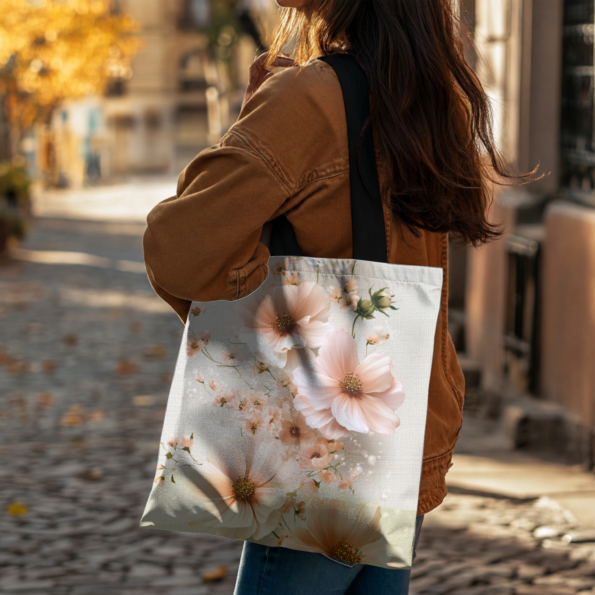 Personalized Floral Weekend Tote Bag with Custom Name for Travel & Daily Use