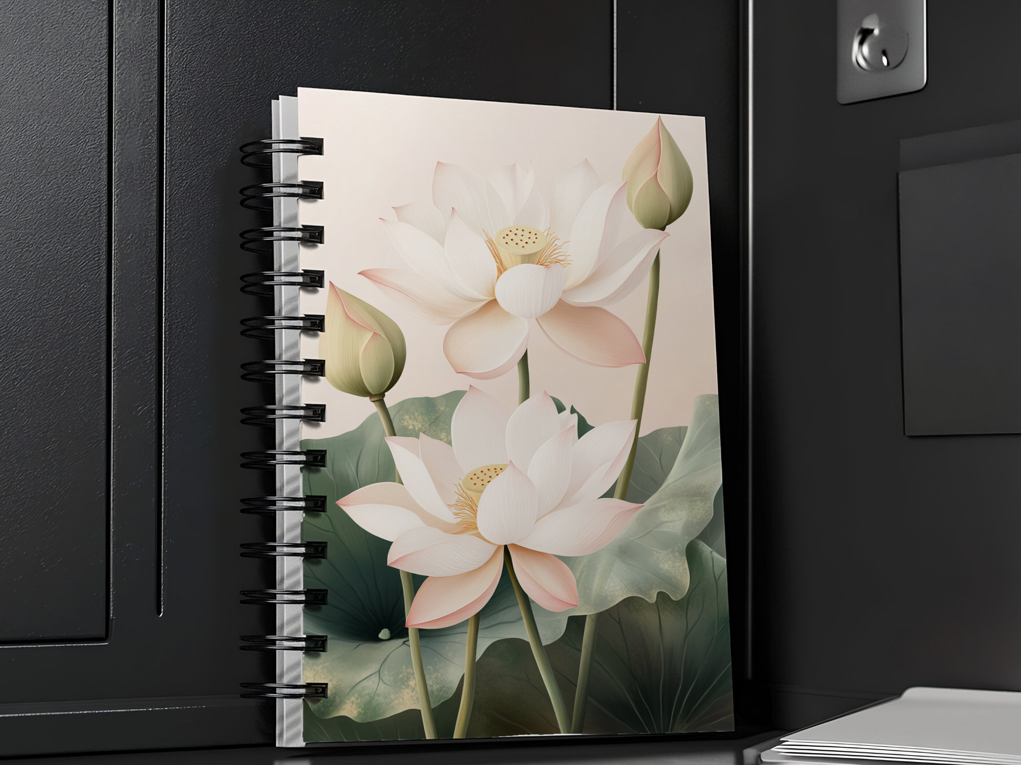Lotus Spiral Notebook Personalized for Tranquil Water Garden Notes