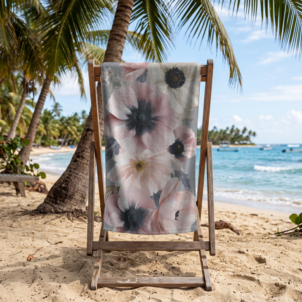 Personalized Flower Bath Towel with Custom Name