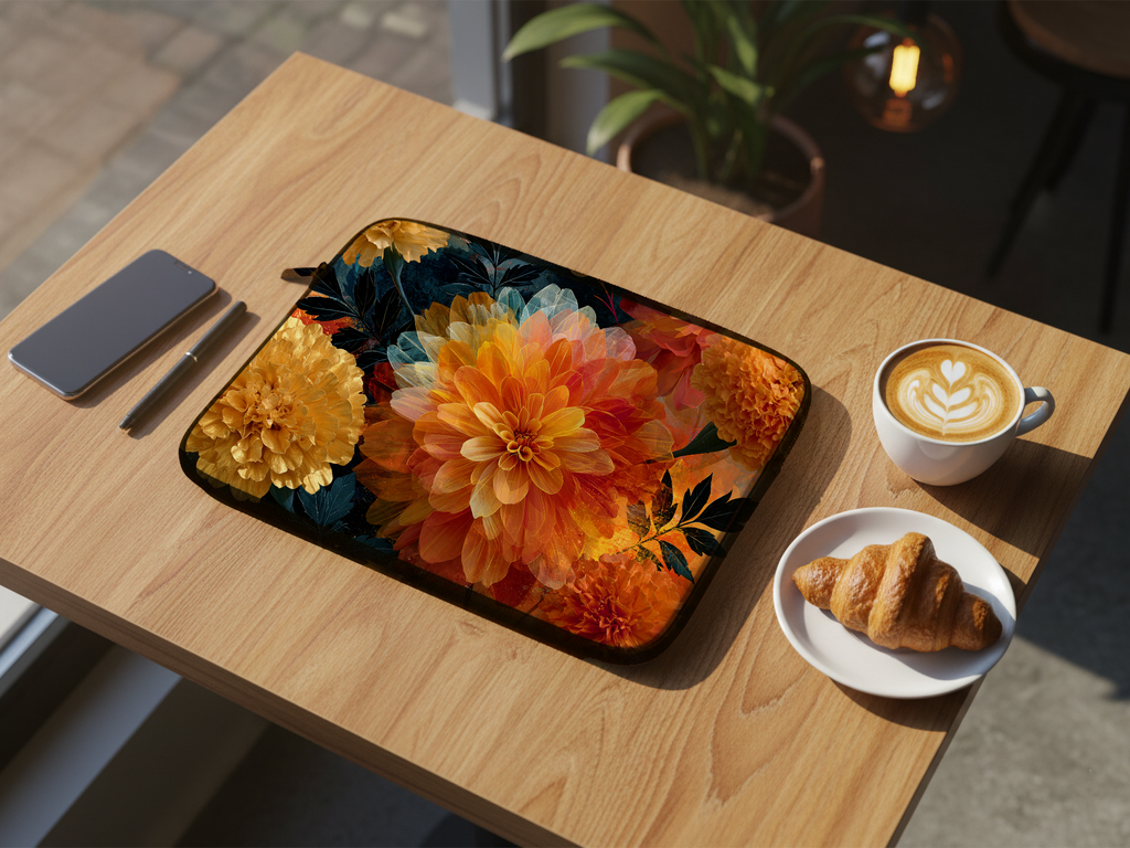Dahlia Bloom Laptop Case Personalized for Garden Lovers Custom Name Sleeve