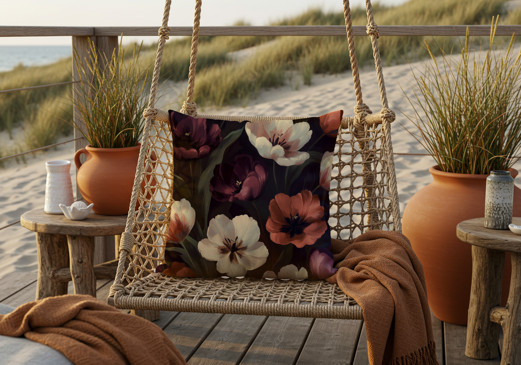 Personalized Anemone Garden Pillow with Custom Name